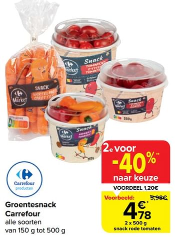 Promoties Snack rode tomaten - Huismerk - Carrefour  - Geldig van 20/03/2024 tot 02/04/2024 bij Carrefour