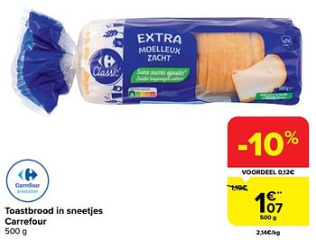Promoties Toastbrood in sneetjes carrefour - Huismerk - Carrefour  - Geldig van 20/03/2024 tot 02/04/2024 bij Carrefour