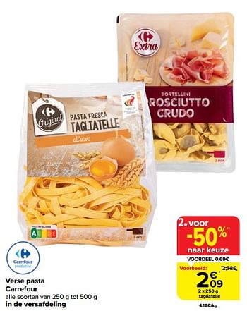Promotions Verse pasta carrefour tagliatelle - Produit maison - Carrefour  - Valide de 20/03/2024 à 02/04/2024 chez Carrefour