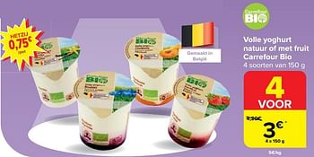 Promoties Volle yoghurt natuur of met fruit carrefour bio - Huismerk - Carrefour  - Geldig van 20/03/2024 tot 02/04/2024 bij Carrefour