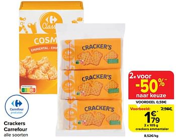 Promoties Crackers emmentaler - Huismerk - Carrefour  - Geldig van 20/03/2024 tot 02/04/2024 bij Carrefour