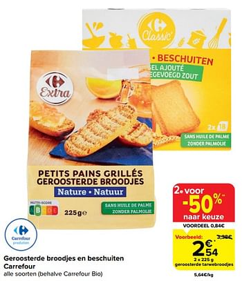 Promoties Geroosterde tarwebroodjes - Huismerk - Carrefour  - Geldig van 20/03/2024 tot 02/04/2024 bij Carrefour