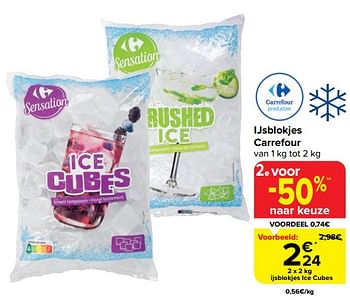 Promoties Ijsblokjes ice cubes - Huismerk - Carrefour  - Geldig van 20/03/2024 tot 02/04/2024 bij Carrefour