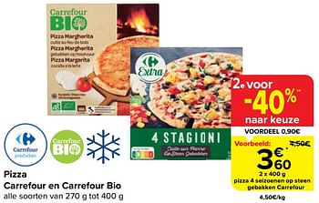 Promotions Pizza 4 seizoenen op steen gebakken carrefour - Produit maison - Carrefour  - Valide de 20/03/2024 à 02/04/2024 chez Carrefour