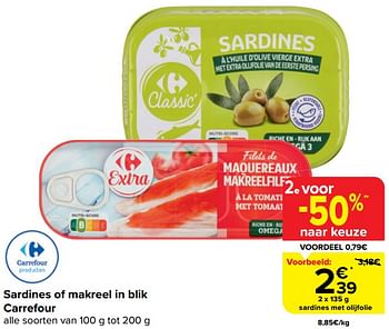 Promotions Sardines met olijfolie - Produit maison - Carrefour  - Valide de 20/03/2024 à 02/04/2024 chez Carrefour