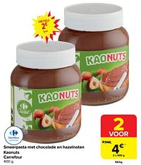Smeerpasta met chocolade en hazelnoten kaonuts carrefour-Huismerk - Carrefour 