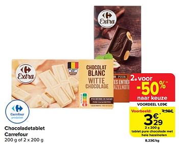 Promotions Tablet pure chocolade met hele hazelnoten - Produit maison - Carrefour  - Valide de 20/03/2024 à 02/04/2024 chez Carrefour