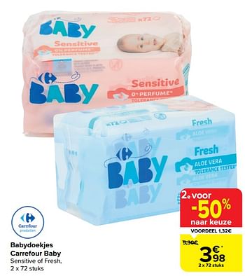 Promotions Babydoekjes carrefour baby - Produit maison - Carrefour  - Valide de 20/03/2024 à 02/04/2024 chez Carrefour