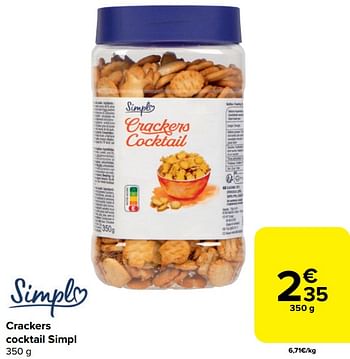 Promoties Crackers cocktail simpl - Simpl - Geldig van 20/03/2024 tot 02/04/2024 bij Carrefour