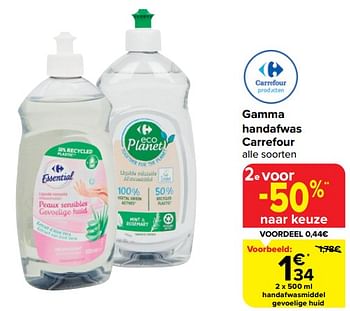 Promoties Handafwasmiddel gevoelige huid - Huismerk - Carrefour  - Geldig van 20/03/2024 tot 02/04/2024 bij Carrefour