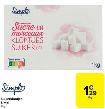 Promoties Suikerklontjes simpl - Simpl - Geldig van 20/03/2024 tot 02/04/2024 bij Carrefour