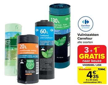 Promotions Vuilniszakken carrefour - Produit maison - Carrefour  - Valide de 20/03/2024 à 02/04/2024 chez Carrefour