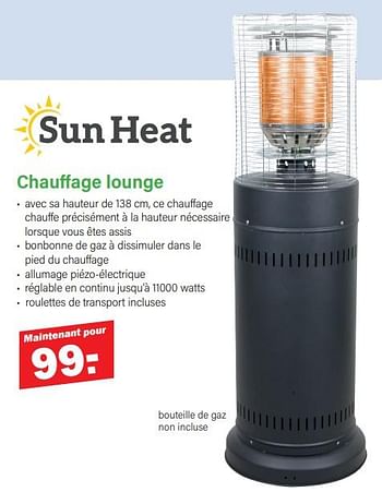 Promotions Chauffage lounge - Sun Heat - Valide de 11/03/2024 à 30/03/2024 chez Van Cranenbroek