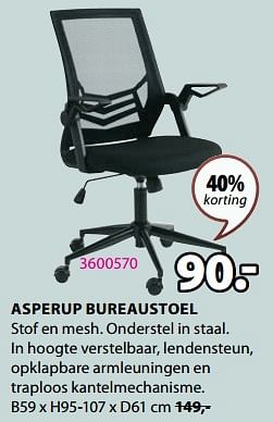 Promoties Asperup bureaustoel - Huismerk - Jysk - Geldig van 18/03/2024 tot 07/04/2024 bij Jysk
