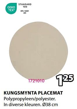 Promoties Kungsmynta placemat - Huismerk - Jysk - Geldig van 18/03/2024 tot 07/04/2024 bij Jysk