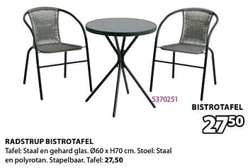 Promotions Radstrup bistrotafel - Produit Maison - Jysk - Valide de 18/03/2024 à 07/04/2024 chez Jysk
