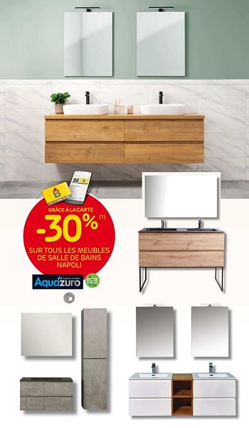 Promotions -30% sur tous les meubles de salle de bains napoli - Aquazuro - Valide de 13/03/2024 à 25/03/2024 chez Brico