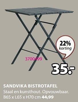 Promoties Sandvika bistrotafel - Huismerk - Jysk - Geldig van 18/03/2024 tot 07/04/2024 bij Jysk