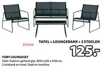 Ydby loungeset tafel + loungebank + 2 stoelen-Huismerk - Jysk