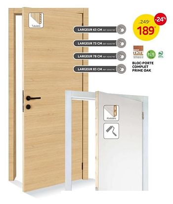 Promotions Bloc-porte complet prime oak - Thys - Valide de 13/03/2024 à 25/03/2024 chez Brico