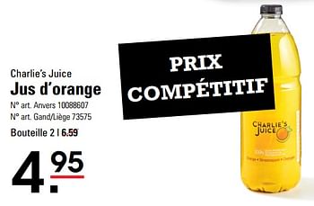 Promoties Jus d’orange - Charlie's Juice - Geldig van 14/03/2024 tot 30/03/2024 bij Sligro