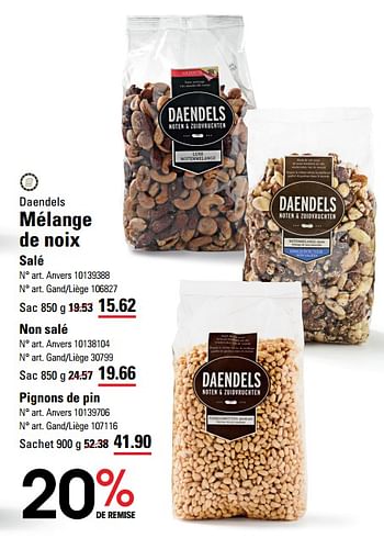 Promoties Mélange de noix salé - Daendels - Geldig van 14/03/2024 tot 30/03/2024 bij Sligro