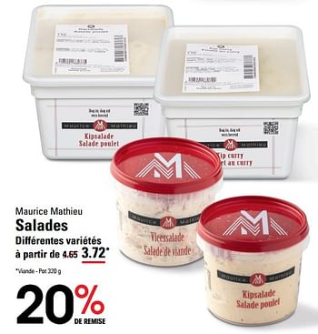 Promotions Salades - Maurice Mathieu - Valide de 14/03/2024 à 30/03/2024 chez Sligro