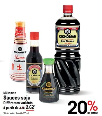 Promotions Sauces soja - Kikkoman - Valide de 14/03/2024 à 30/03/2024 chez Sligro