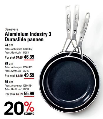 Promoties Demeyere aluminium industry 3 duraslide pannen - Demeyere - Geldig van 14/03/2024 tot 30/03/2024 bij Sligro