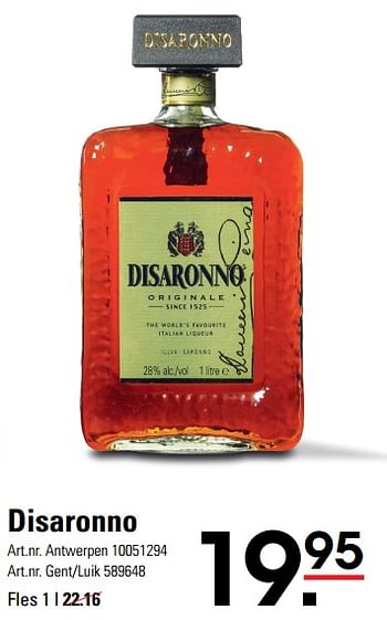 Promoties Disaronno - Disaronno - Geldig van 14/03/2024 tot 30/03/2024 bij Sligro