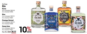 Promotions Six dogs gin karoo - Six dogs - Valide de 14/03/2024 à 30/03/2024 chez Sligro