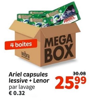 Promotions Ariel capsules lessive+lenor - Ariel - Valide de 18/03/2024 à 24/03/2024 chez Wibra