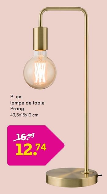 Promotions Lampe de table praag - Produit maison - Leen Bakker - Valide de 18/03/2024 à 24/03/2024 chez Leen Bakker