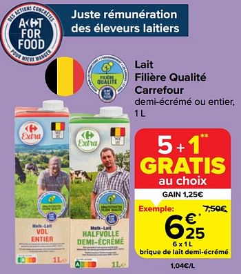 Promoties Brique de lait demi-écrémé - Huismerk - Carrefour  - Geldig van 20/03/2024 tot 02/04/2024 bij Carrefour