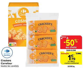 Promotions Crackers emmental - Produit maison - Carrefour  - Valide de 20/03/2024 à 02/04/2024 chez Carrefour