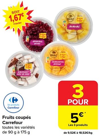 Promoties Fruits coupés carrefour - Huismerk - Carrefour  - Geldig van 20/03/2024 tot 02/04/2024 bij Carrefour