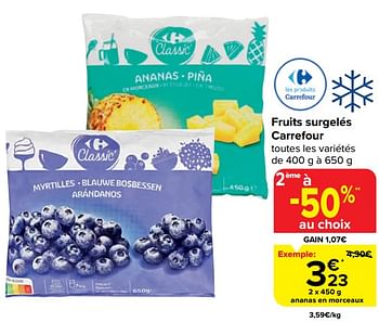 Promoties Fruits surgelés carrefour ananas en morceaux - Huismerk - Carrefour  - Geldig van 20/03/2024 tot 02/04/2024 bij Carrefour
