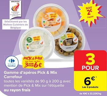 Promoties Gamme d’apéros pick + mix carrefour - Huismerk - Carrefour  - Geldig van 20/03/2024 tot 02/04/2024 bij Carrefour
