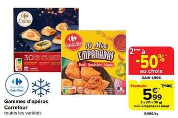 Promoties Mini-empanadas boeuf - Huismerk - Carrefour  - Geldig van 20/03/2024 tot 02/04/2024 bij Carrefour
