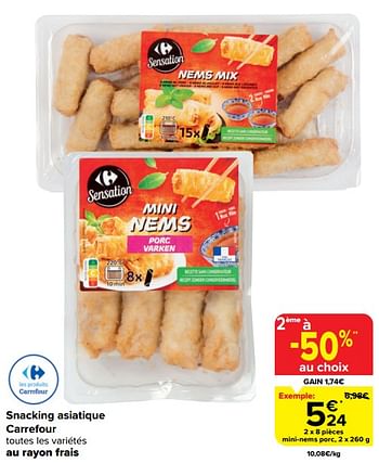 Promoties Mini-nems porc - Huismerk - Carrefour  - Geldig van 20/03/2024 tot 02/04/2024 bij Carrefour