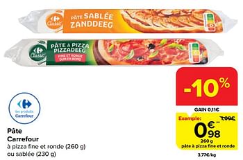 Promoties Pâte à pizza fine et ronde - Huismerk - Carrefour  - Geldig van 20/03/2024 tot 02/04/2024 bij Carrefour