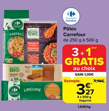 Promoties Pâtes carrefour linguine - Huismerk - Carrefour  - Geldig van 20/03/2024 tot 02/04/2024 bij Carrefour