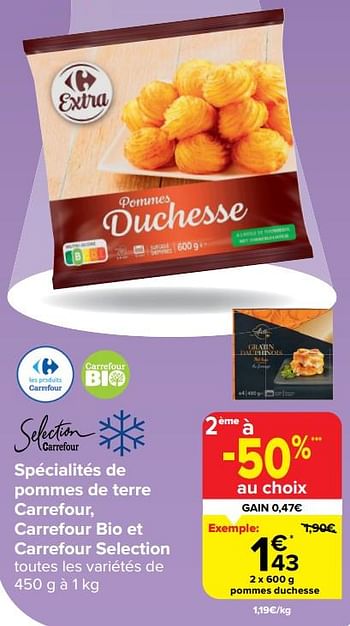 Promotions Pommes duchesse - Produit maison - Carrefour  - Valide de 20/03/2024 à 02/04/2024 chez Carrefour