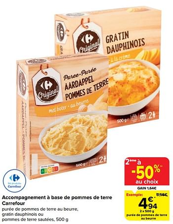 Promoties Purée de pommes de terre au beurre - Huismerk - Carrefour  - Geldig van 20/03/2024 tot 02/04/2024 bij Carrefour