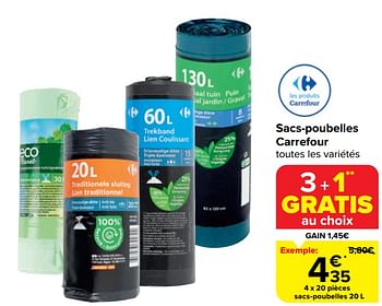 Promotions Sacs-poubelles carrefour - Produit maison - Carrefour  - Valide de 20/03/2024 à 02/04/2024 chez Carrefour