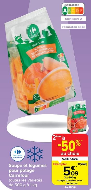 Promoties Soupe tomates avec boulettes - Huismerk - Carrefour  - Geldig van 20/03/2024 tot 02/04/2024 bij Carrefour