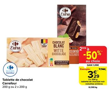 Promotions Tablette de chocolat noir noisettes entières - Produit maison - Carrefour  - Valide de 20/03/2024 à 02/04/2024 chez Carrefour