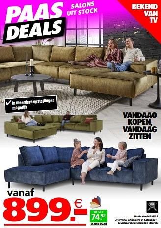 Promoties Hoeksalon manilla - Huismerk - Seats and Sofas - Geldig van 24/03/2024 tot 01/04/2024 bij Seats and Sofas