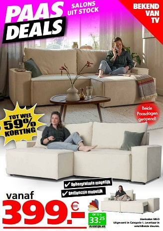 Promoties Hoeksalon milo - Huismerk - Seats and Sofas - Geldig van 24/03/2024 tot 01/04/2024 bij Seats and Sofas