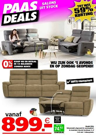 Promotions Model opal - Produit maison - Seats and Sofas - Valide de 24/03/2024 à 01/04/2024 chez Seats and Sofas